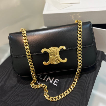 Celine Chain Shoulder Bag Claude in Shiny Calfskin