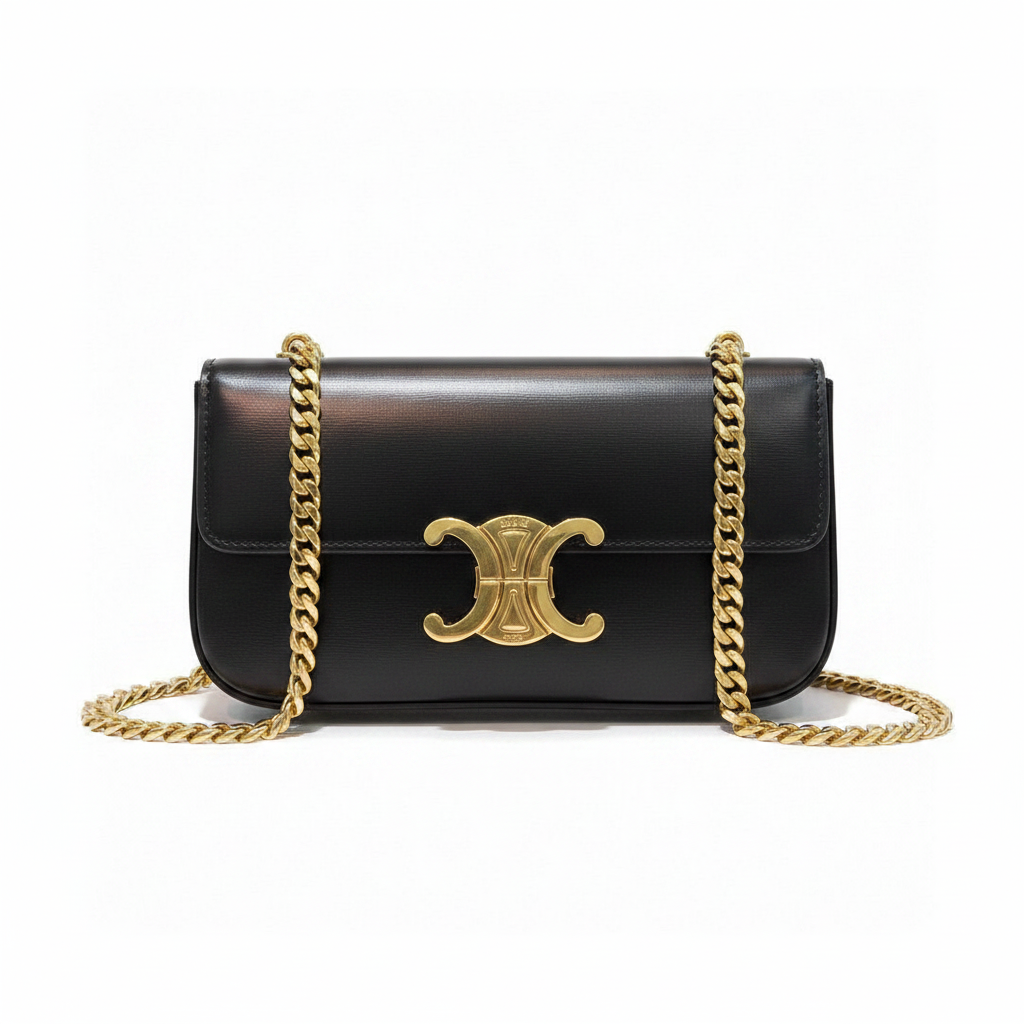 Celine Chain Shoulder Bag Claude in Shiny Calfskin