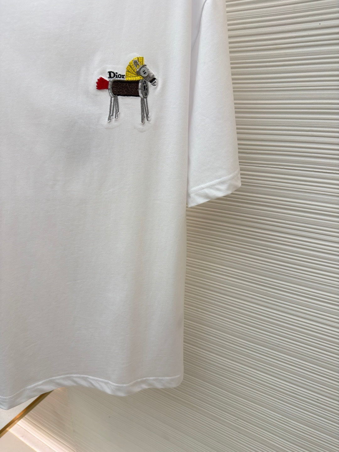 Dior T-Shirt with Horse Embroidery "White Cotton Jersey"