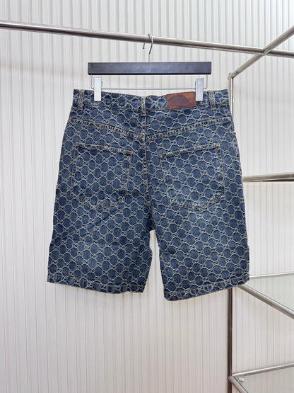 Gucci GG Cotton Denim Jacquard Shorts