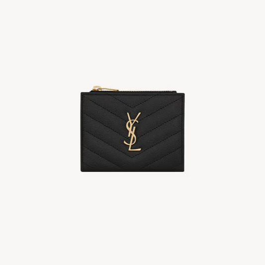 Yves Saint Laurent Bi-Fold Cassendre Wallet Gold