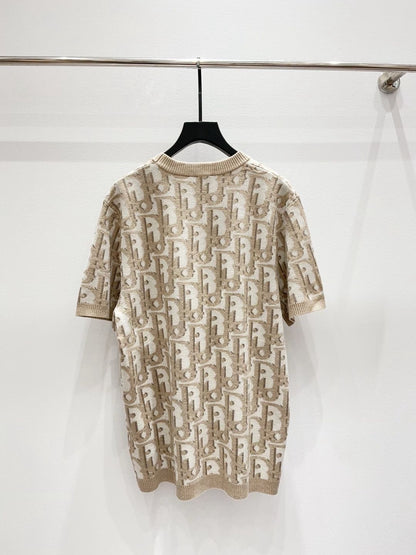 Dior Oblique T-Shirt "Beige Cotton-Wool-Silk Jacquard"