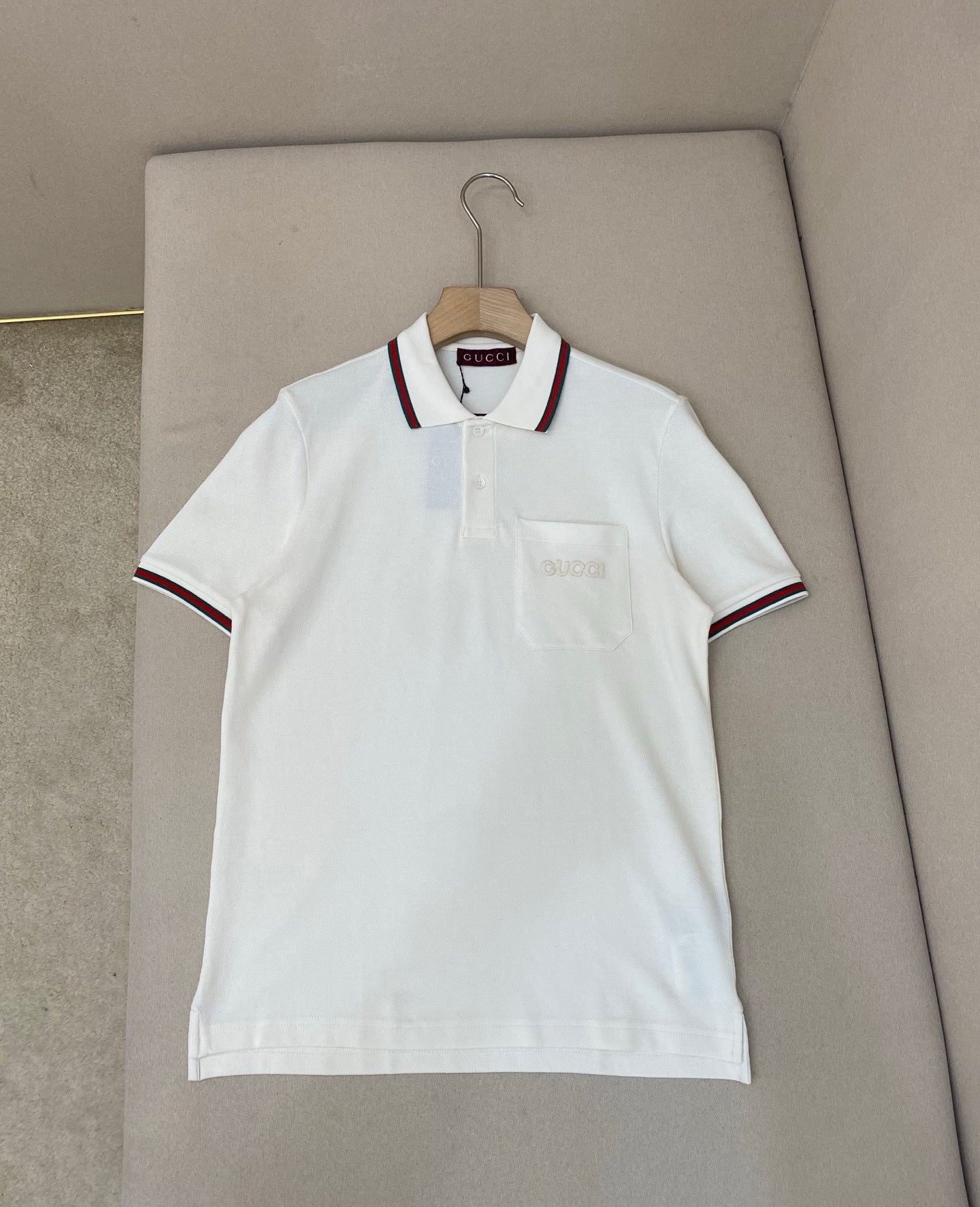 Gucci Cotton Polo T-Shirt with Embroidery "White"