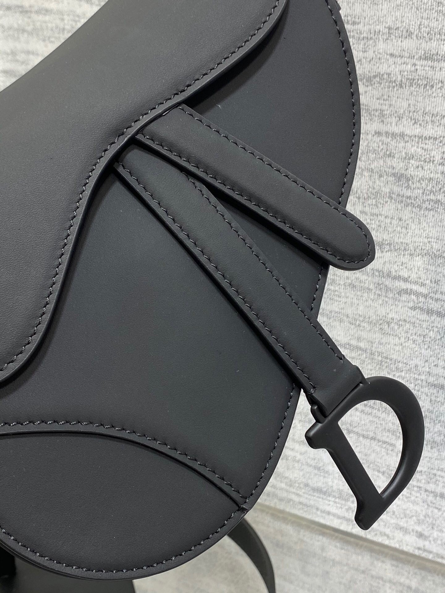 Dior Mini Saddle Bag with Strap "Black Ultramatte Calfskin"