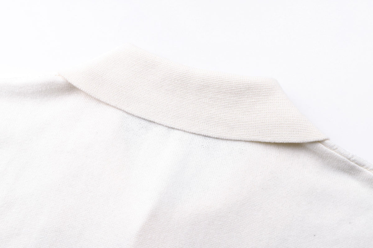 Fendi Cotton and Viscose Tricot Polo Shirt "White"