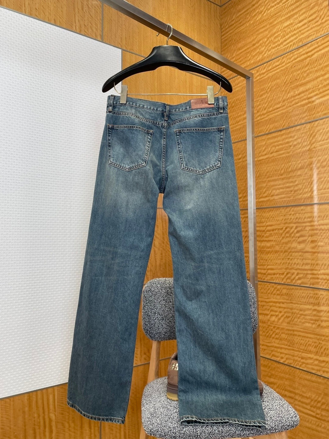 Gucci Cotton Denim Pants with Horsebit Detail