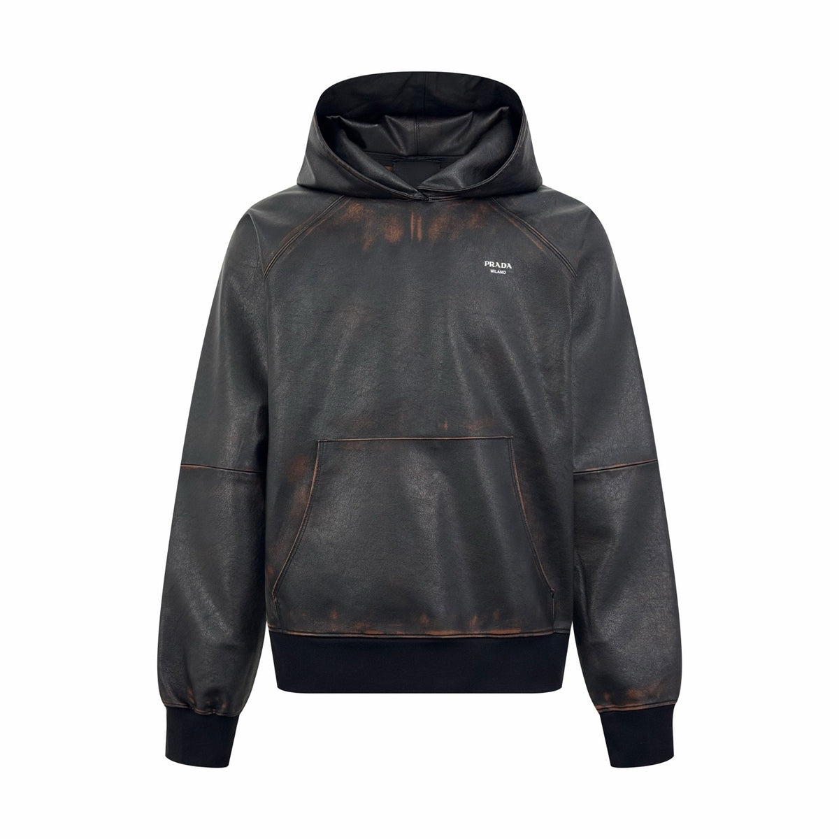 Prada Nappa Leather Hoodie "Black"