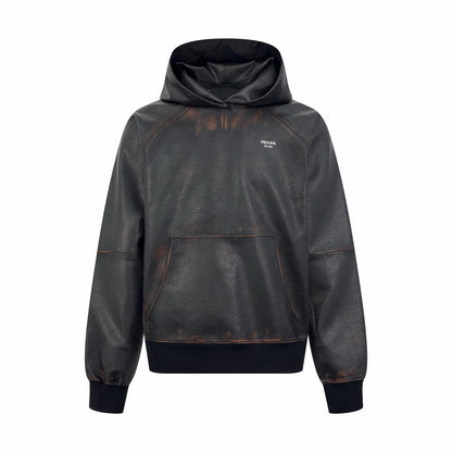 Prada Nappa Leather Hoodie "Black"