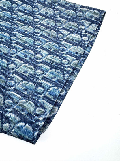 Dior Short Sleeve Shirt Oblique "Blue Cotton-Blend Twill Fabric with Oblique Print"