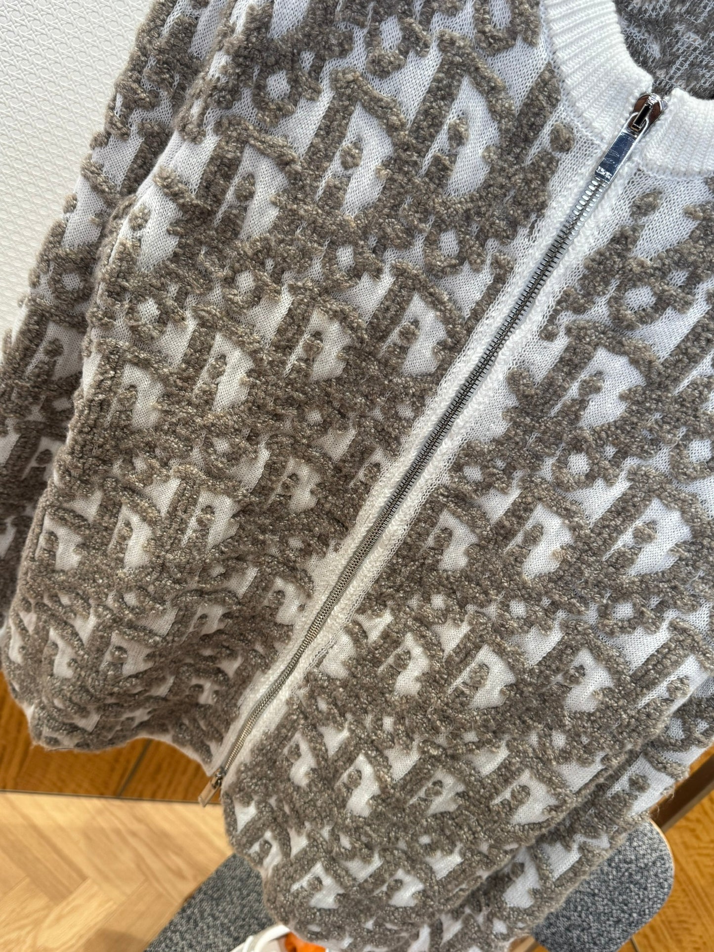 Dior Oblique Cardigan "White Wool Blend Fabric with Oblique pattern"