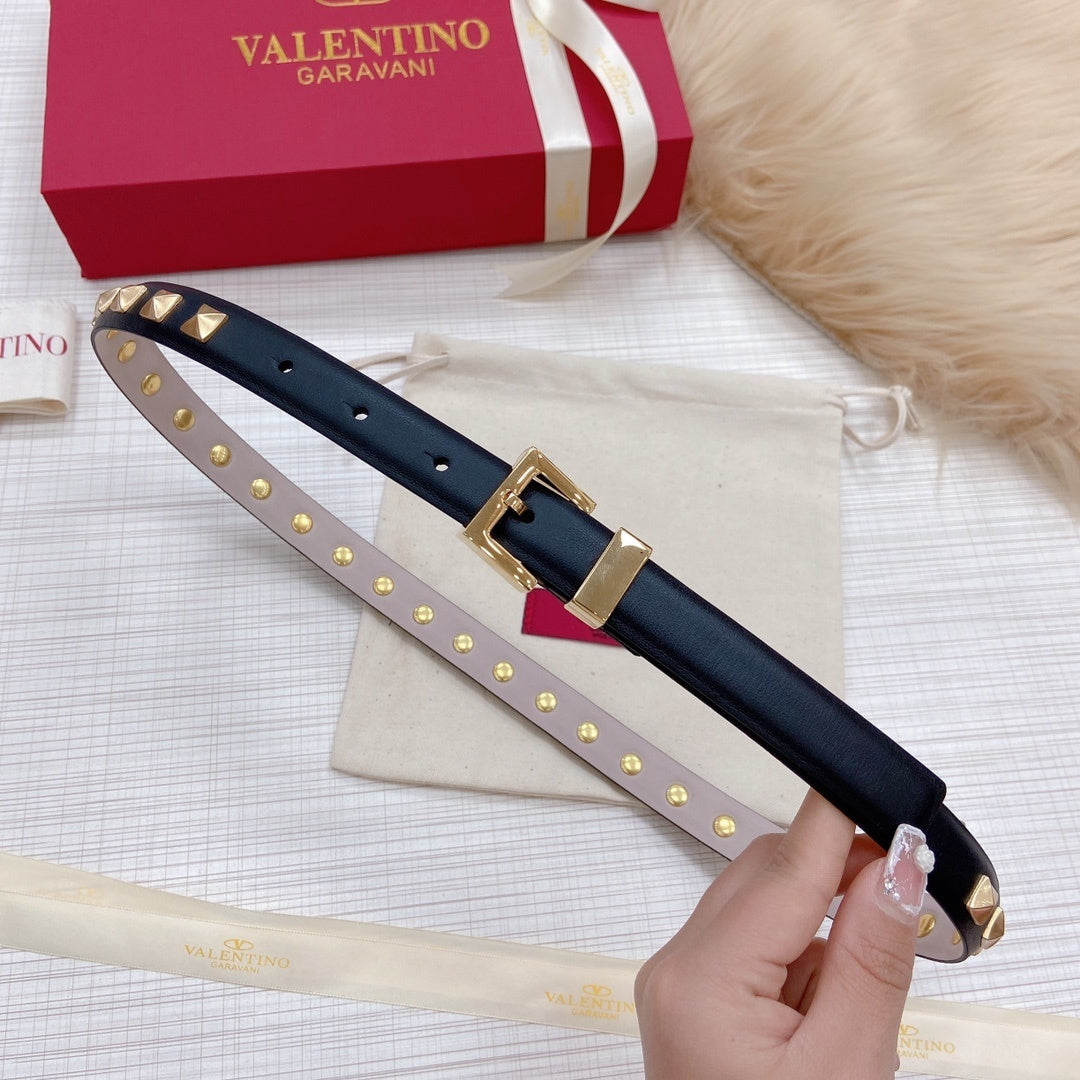 Valentino Rockstud 20mm Leather Belt "Black"