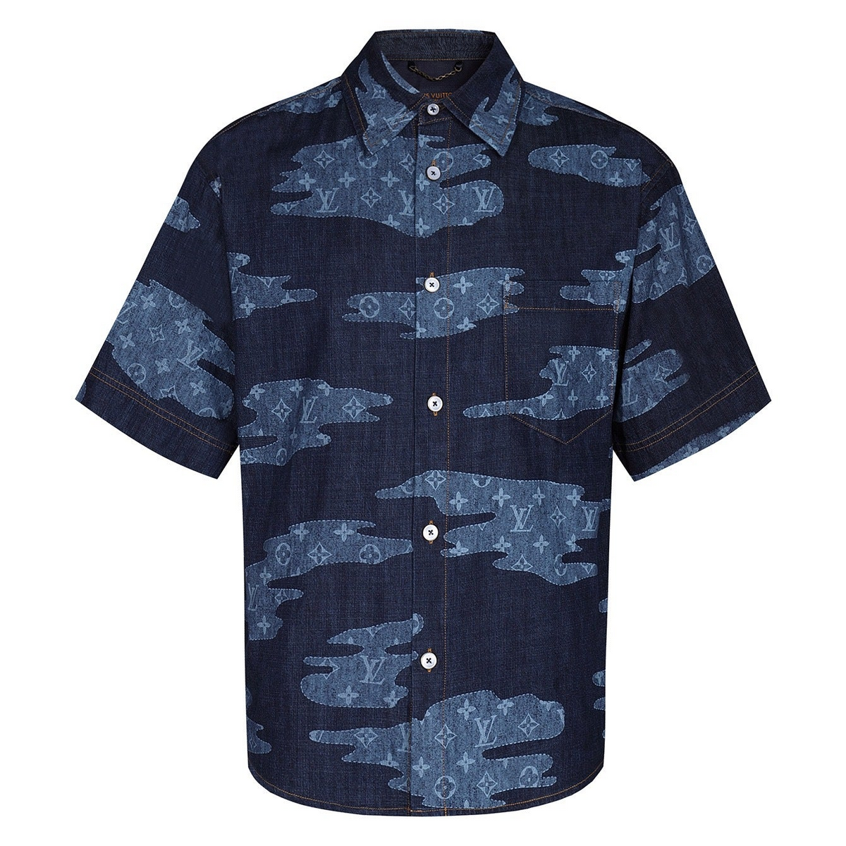 Louis Vuitton Monogram Short-Sleeved Chambray Shirt