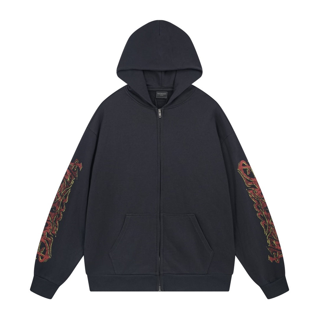 Balenciaga Zip-Up Hoodie "Black-Red"