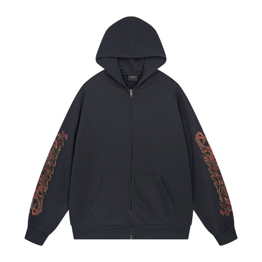 Balenciaga Zip-Up Hoodie "Black-Red"