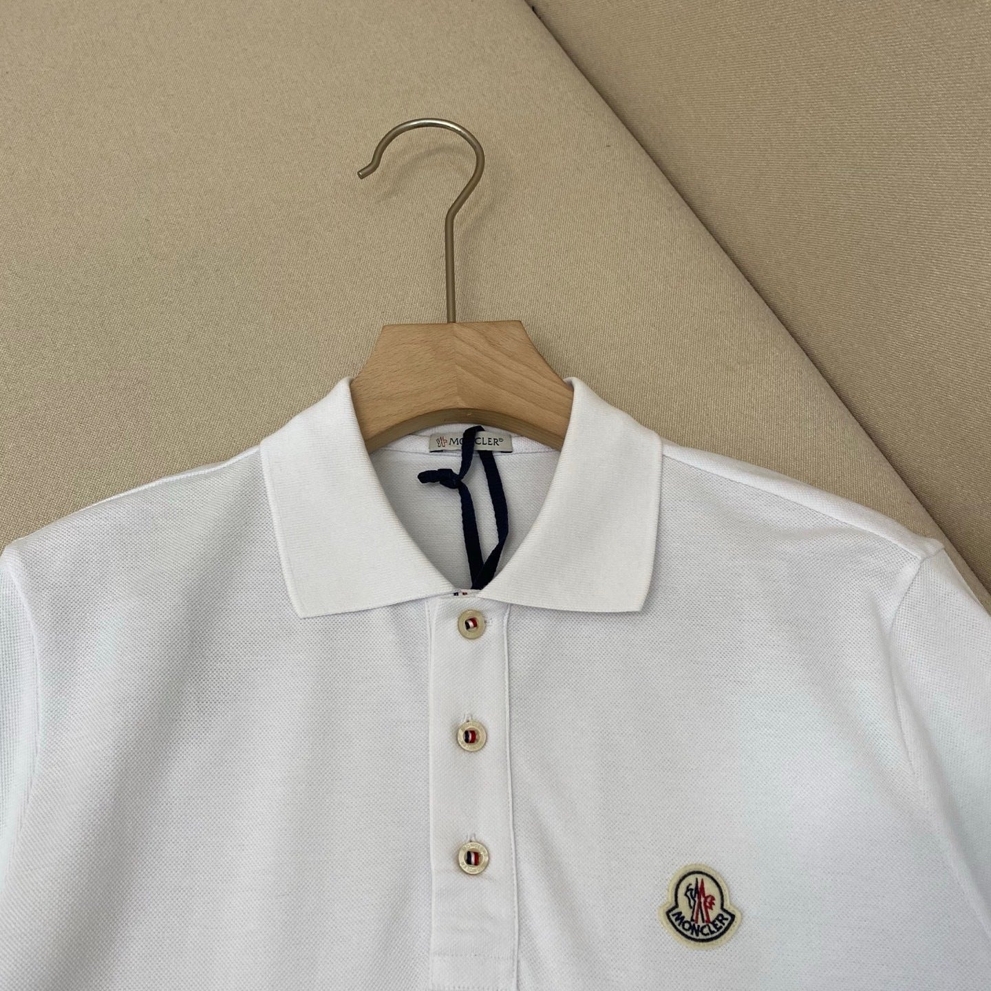 Moncler Logo Patch Cotton Polo T-Shirt "White"