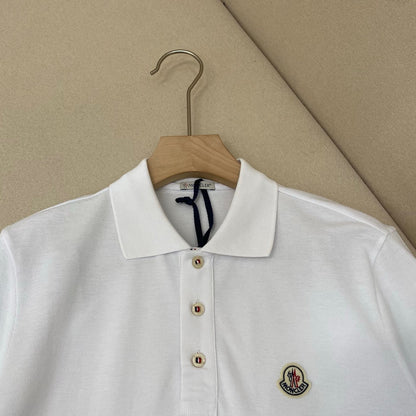 Moncler Logo Patch Cotton Polo T-Shirt "White"