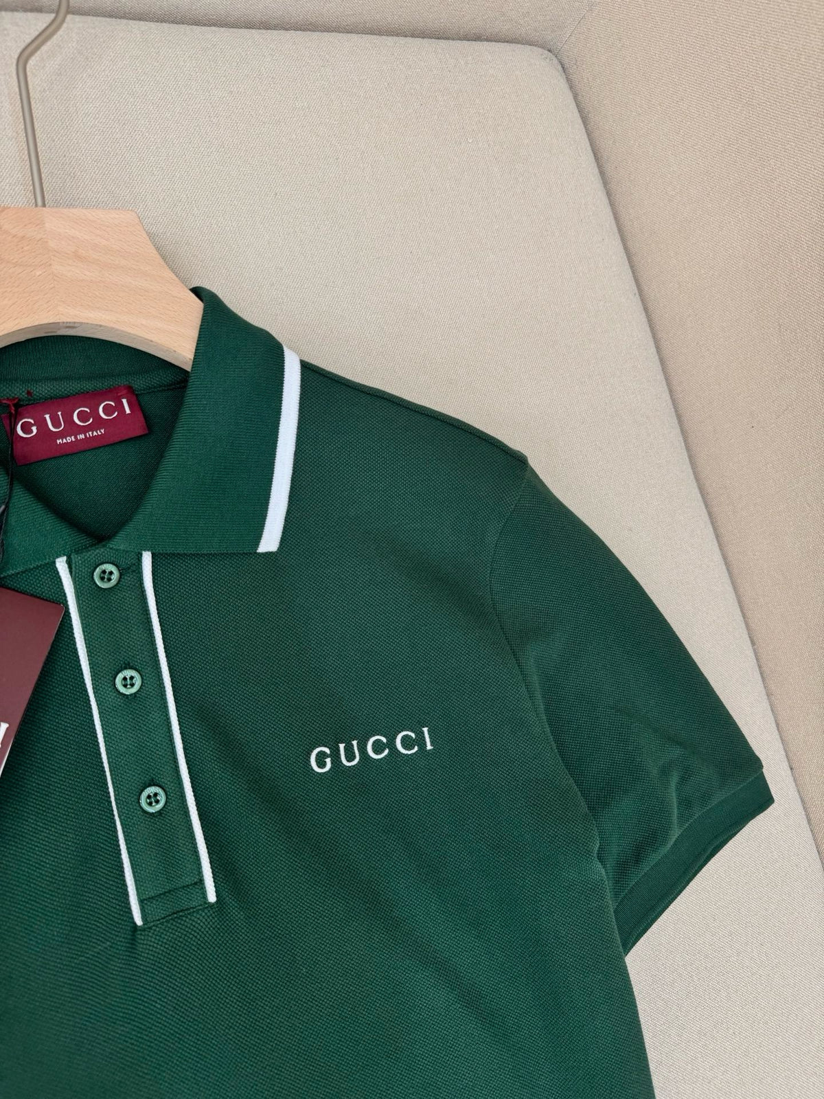 Gucci Cotton Piquet Polo T-Shirt with Embroidery "Green"