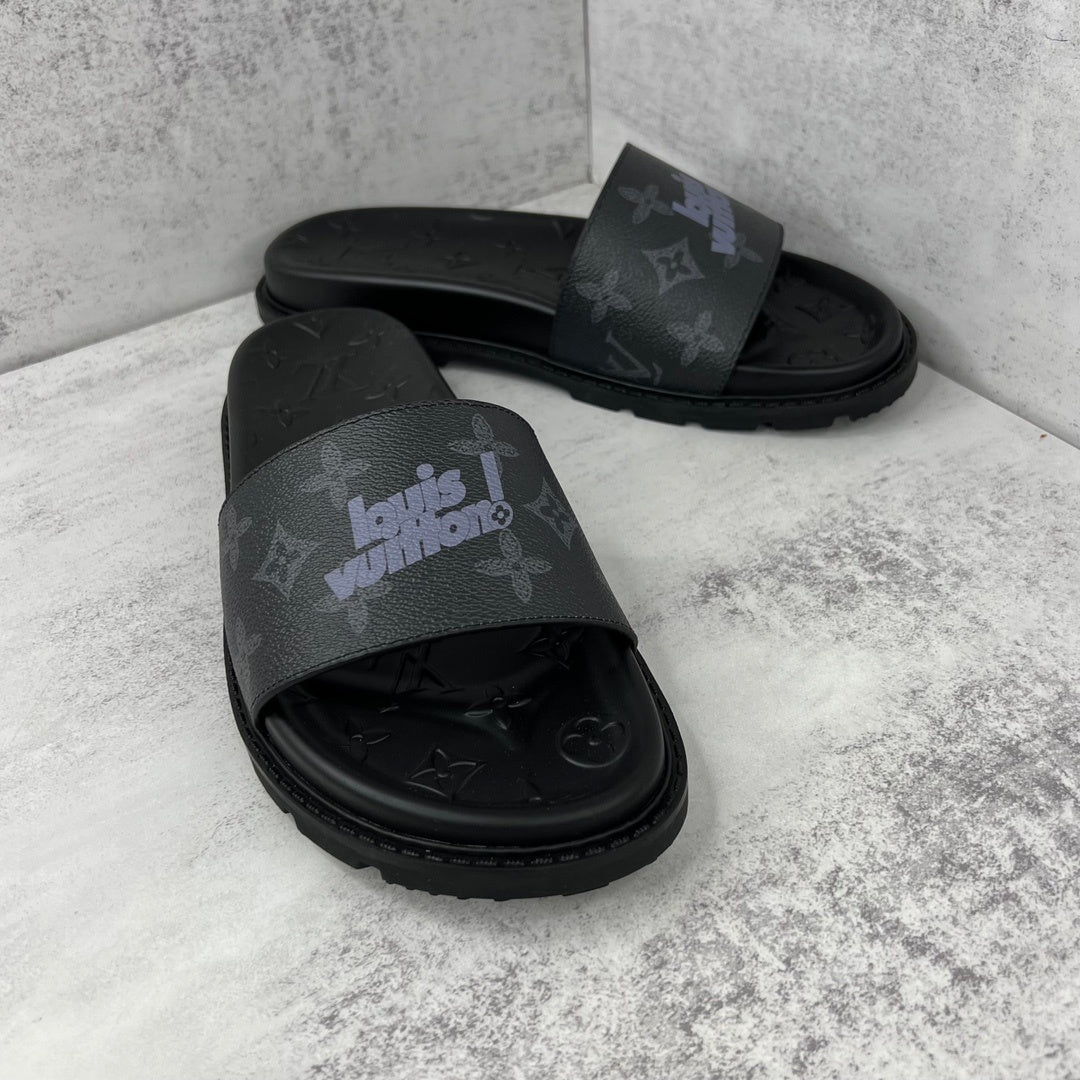 Louis Vuitton Slides "Black-Grey"