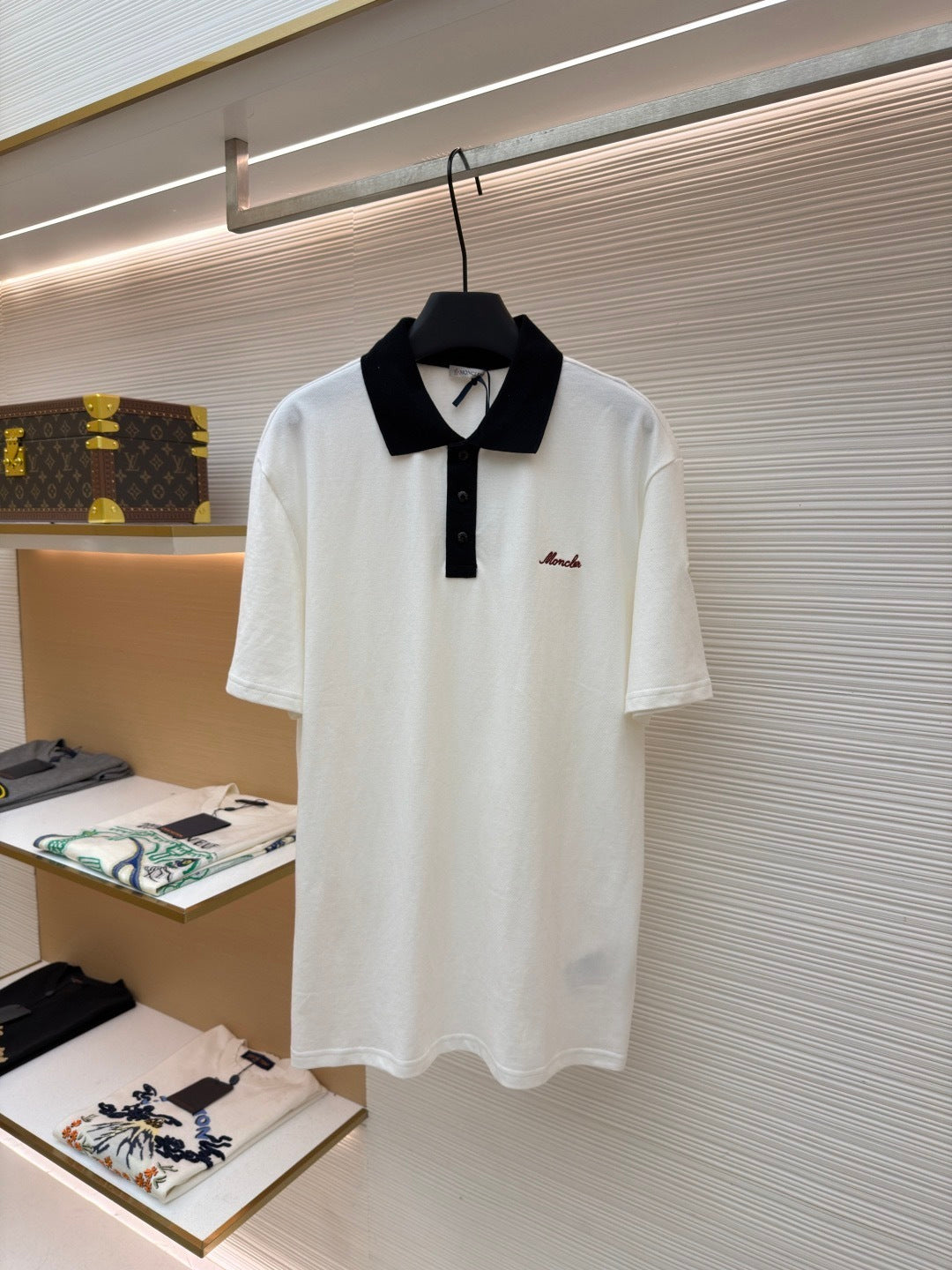 Moncler Embroidered Logo Piquet Polo T-Shirt "White"