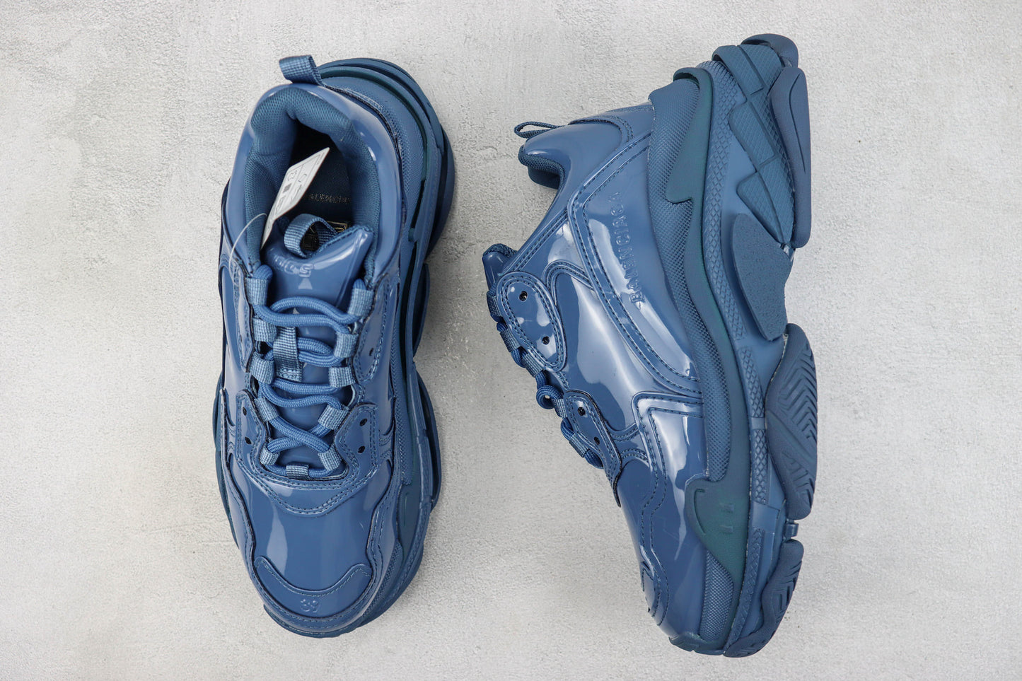 Balnciaga Triple S "Blue Leather Gloss"