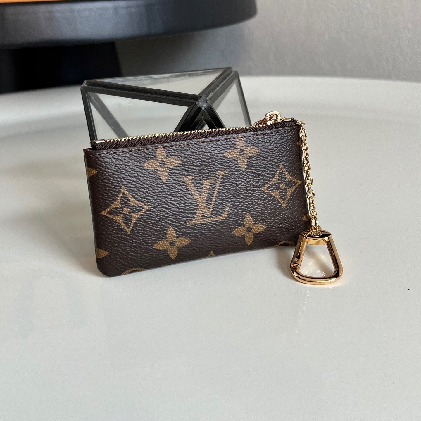 Louis Vuitton Key Pouch "Monogram Eclipse Canvas"