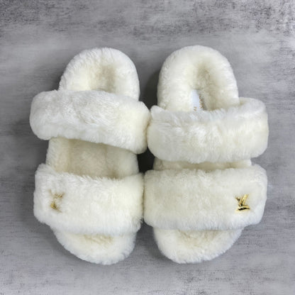 Louis Vuitton Fur Sandals "White"
