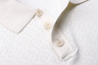Fendi Cotton and Viscose Tricot Polo Shirt "White"