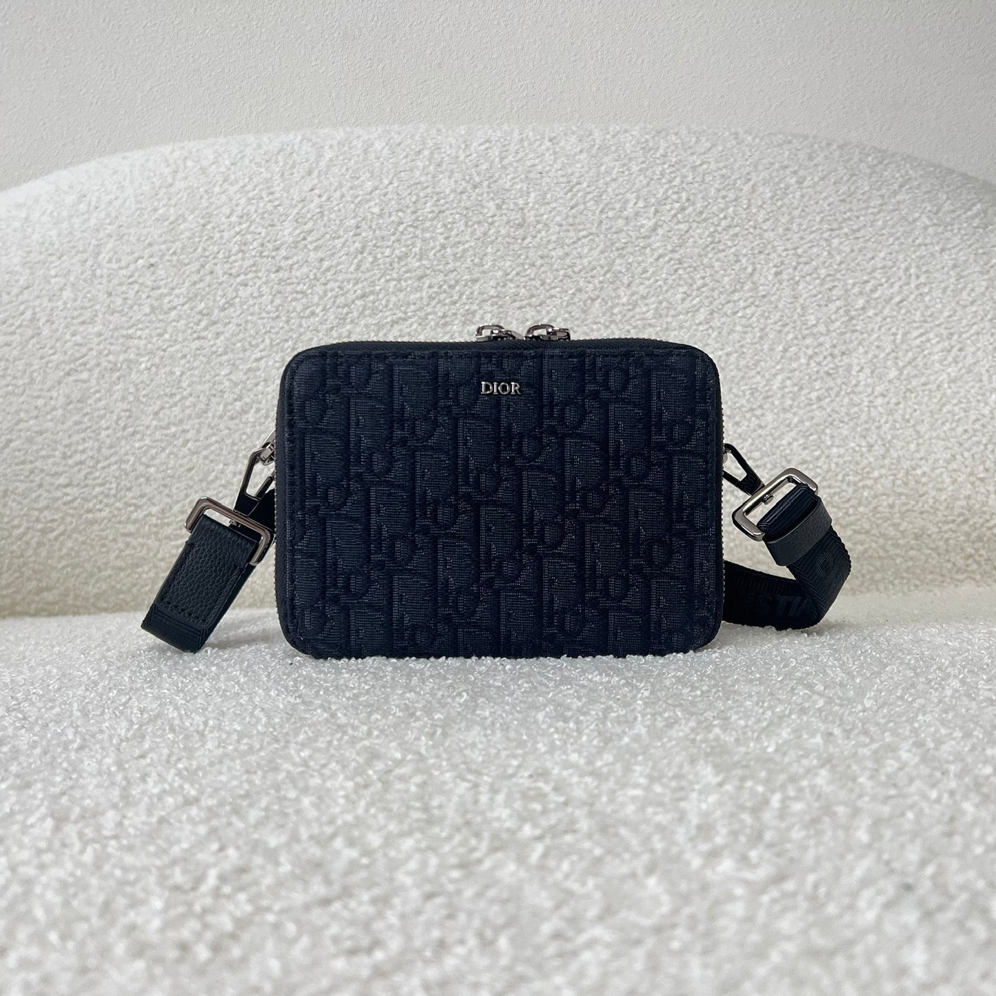 Dior Oblique Jacquard Zipped Pouch with Strap