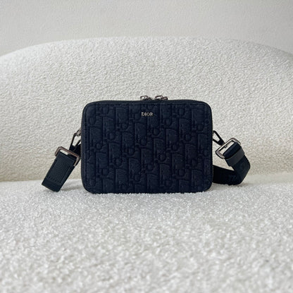 Dior Oblique Jacquard Zipped Pouch with Strap