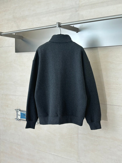 Dior CD Icon Half-Zip Sweatshirt "Deep Gray Cotton Fleece"
