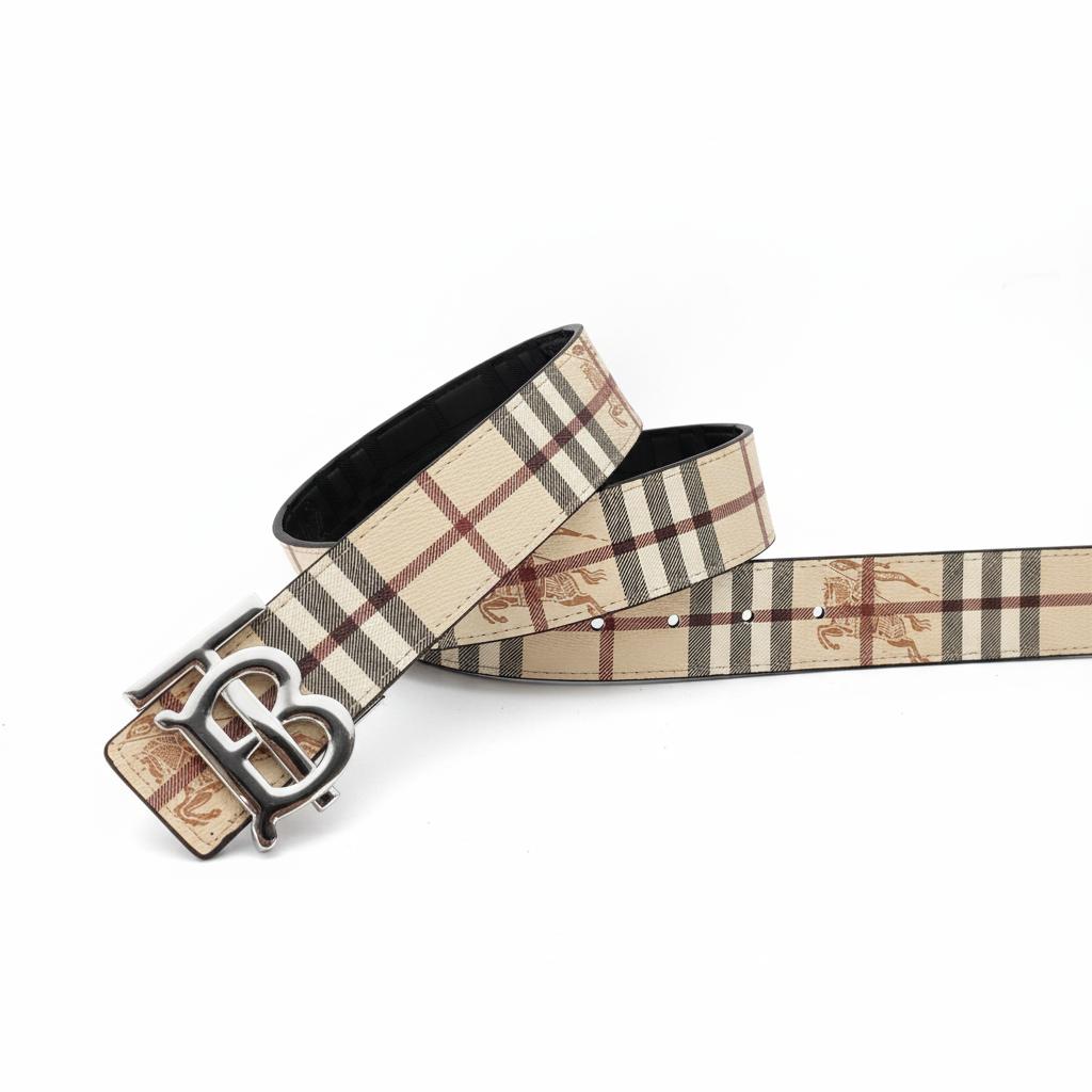 Burberry Leather Belt "Beige-Silver"