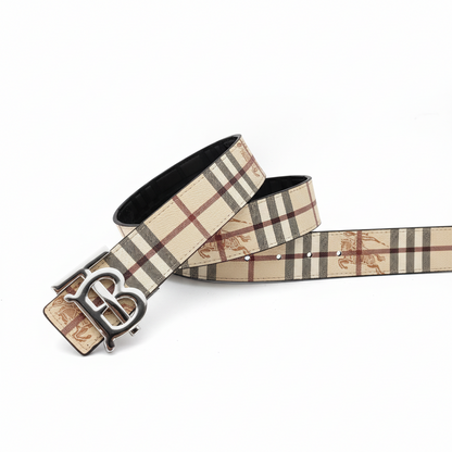 Burberry Leather Belt "Beige-Silver"