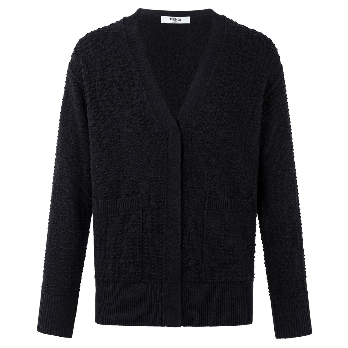 Fendi Black FF Cashmere and Wool Blend Cardigan "Black"