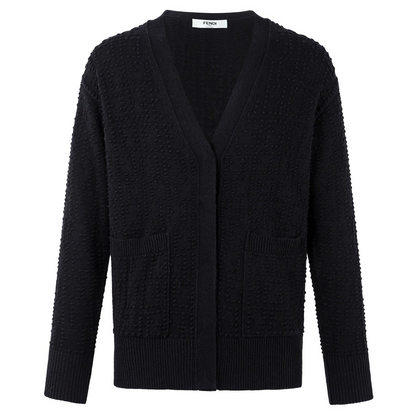 Fendi Black FF Cashmere and Wool Blend Cardigan "Black"