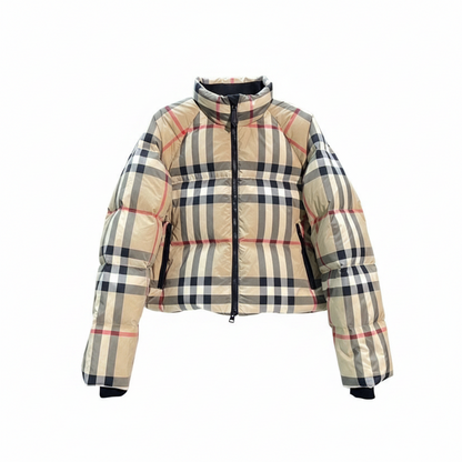 Burberry Check Cropped Down Jacket "Beige"