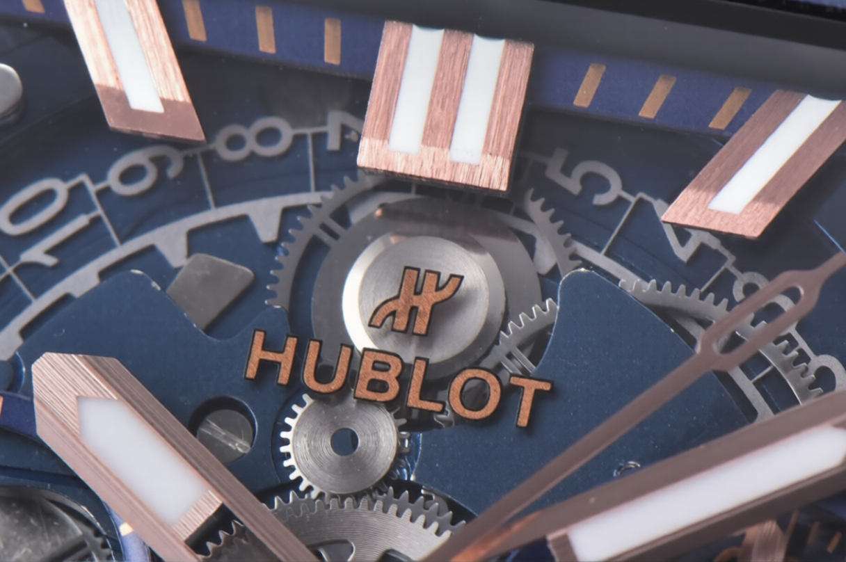 Hublot Square Bang Unico 42mm Rose Gold Blue Rubber Strap Skeleton Dial