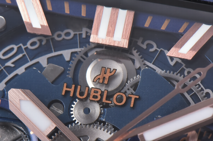 Hublot Square Bang Unico 42mm Rose Gold Blue Rubber Strap Skeleton Dial