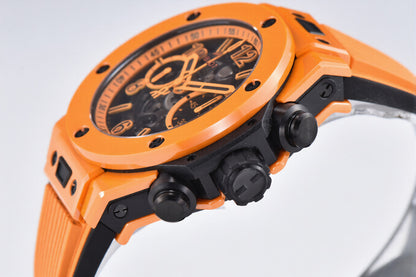 Hublot Big Bang Unico 42mm Orange Rubber Strap Orange Ceramic Sceleton Dial