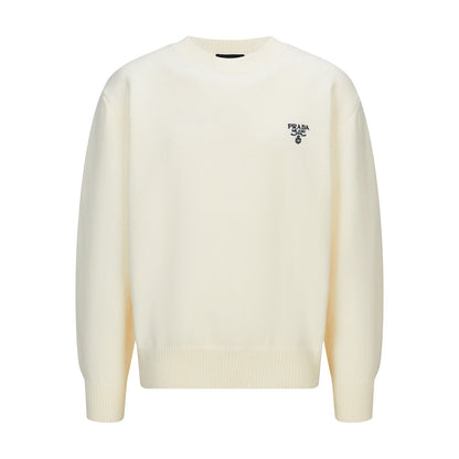 Prada Embroidered Logo Sweater "Cream"