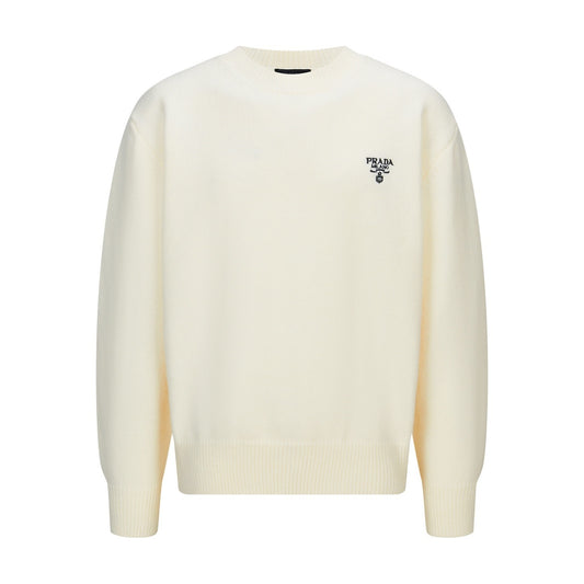 Prada Embroidered Logo Sweater "Cream"