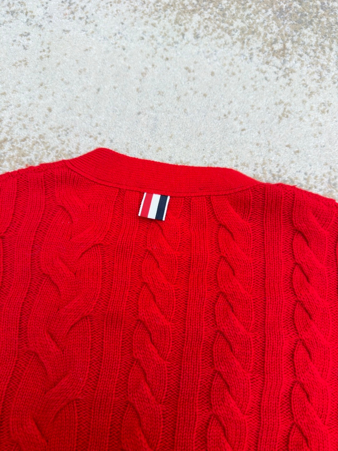 Thom Browne Cable-knit Wool Cardigan "Red"