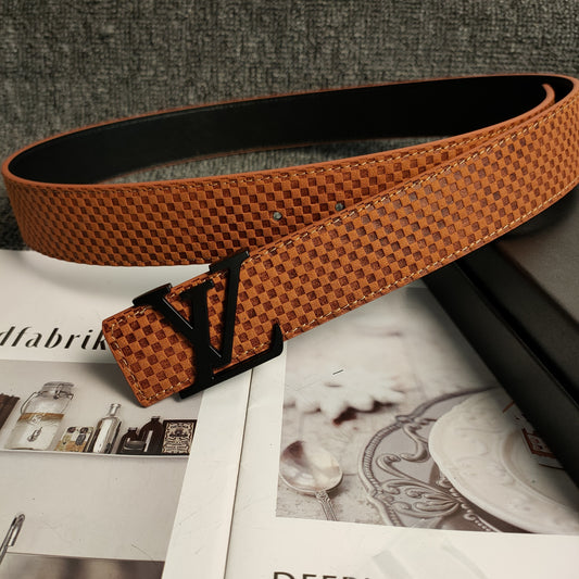 Louis Vuitton Leather Belt "Orange-Black"