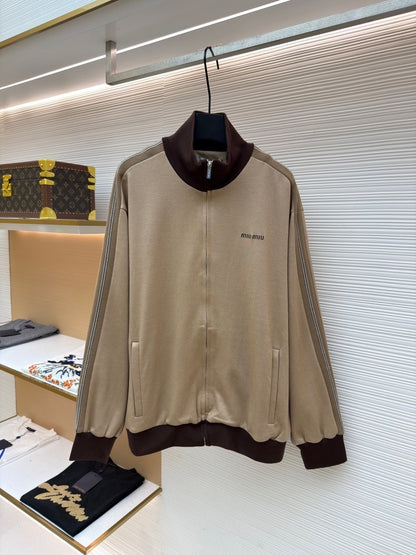 Miu Miu Jersey Zip-up Sweatshirt "Beige"