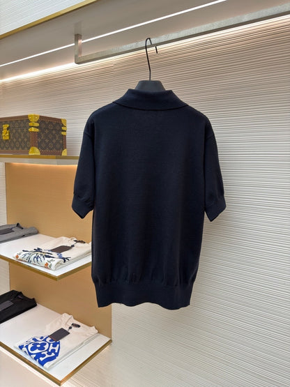 Prada Superfine Wool Polo T-Shirt "Black"
