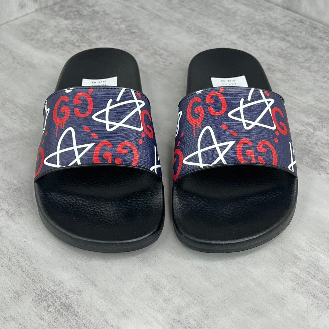 Gucci Ghost Slides "Star Print Black-Blue"