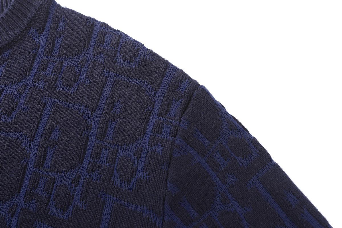 Dior Oblique Sweater "Navy Blue Cotton-Blend Jersey"