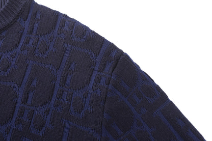 Dior Oblique Sweater "Navy Blue Cotton-Blend Jersey"