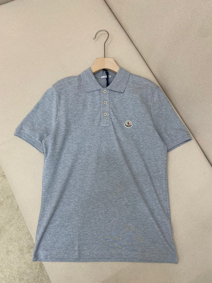 Moncler Logo Patch Cotton Polo T-Shirt "Grey"