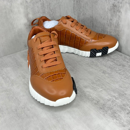 Hermes Bouncing Sneakers "Brown Crocodile Pattern"