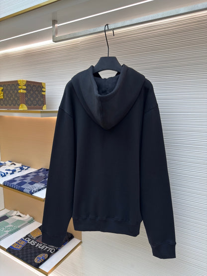 Dior CD Icon Hooded Sweatshirt "Black Cotton Fleece"
